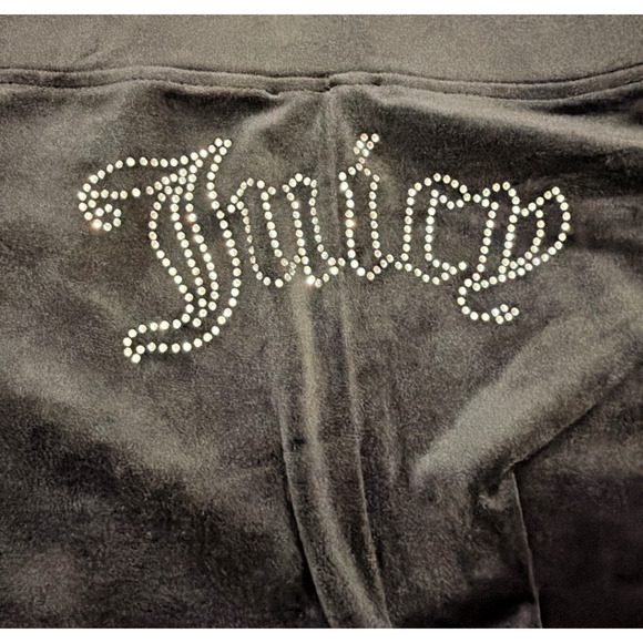 NWT Juicy Couture Black Velour Track Pants XL Rhinestone Juicy Logo - Picture 2 of 10